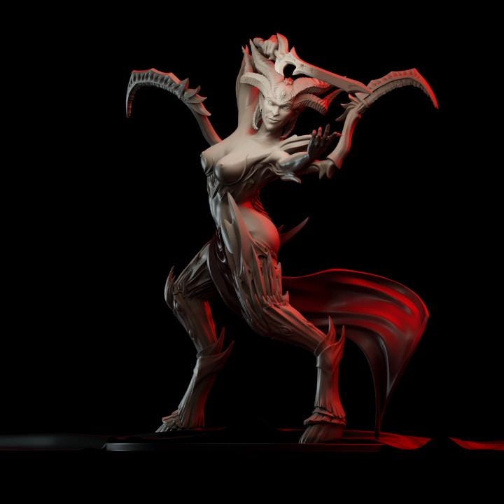 Chaos Demon Prince Miniature - The Great Temptress - Greater Demon of Excess WildMesh Tabletop Wargaming for Grimdark Alternative OPR Sci-Fi