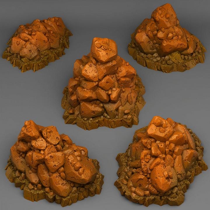 Natural Pile of Rocks Wargaming Terrain Objectives | Fantastic Plants and Rocks | PathFinder | Mini | Dungeons and Dragons | Fantasy | RPG