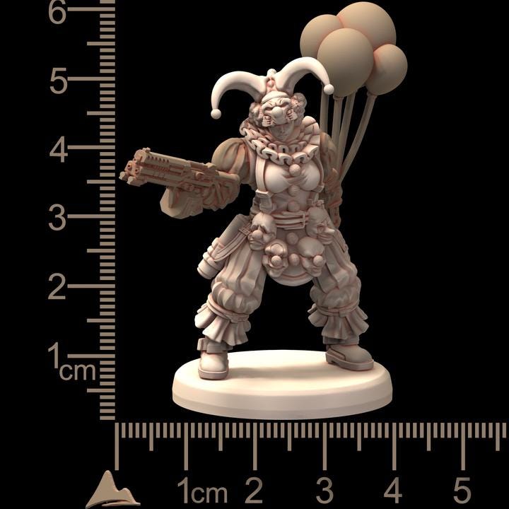TECHNOPUNK Clussy Gang Violent Clown Circus - Printerra Studios - Tabletop Wargaming Miniature for Grimdark | OPR | Sci-fi