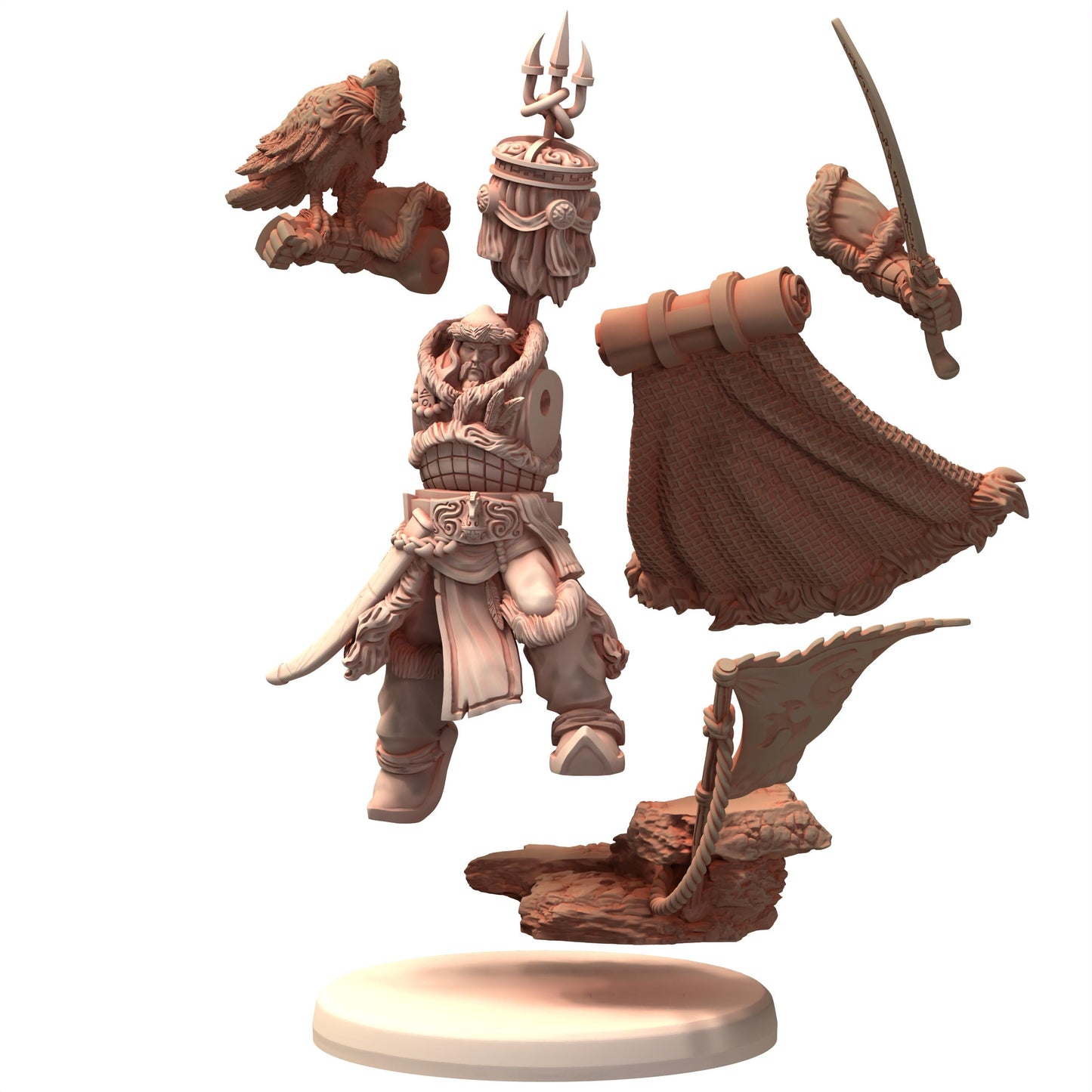 DAIXIYA Scar Mongolian White Sons of Tengri - Printerra Studios - Tabletop Wargaming Miniature for Grimdark OPR Sci-fi