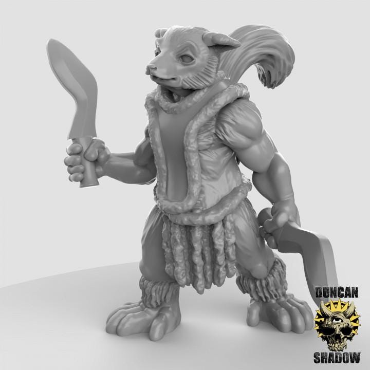 Lemur Folk with Kukri | Duncan Shadow | PathFinder | Mini | Tabletop Wargaming | Dungeons and Dragons | Resin | Fantasy | RPG