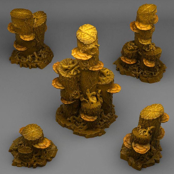 Enchanted Mushroom Logs - Wargaming Terrain Objectives | Fantastic Plants and Rocks | PathFinder | Mini | Dungeons and Dragons | Fantasy RPG