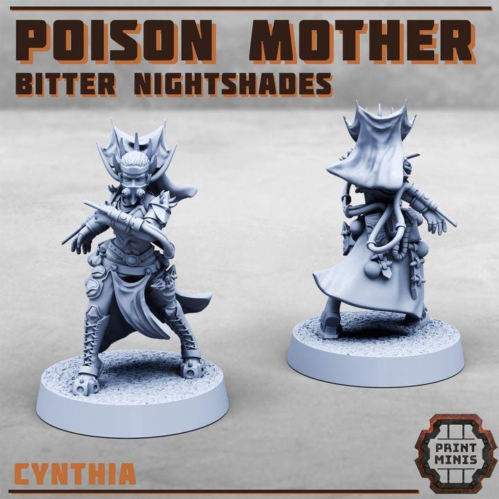 Cynthia - Poison Mother, Bitter Nightshades - Print Minis - Tabletop Wargaming Miniature for Grimdark | OPR | Sci-fi
