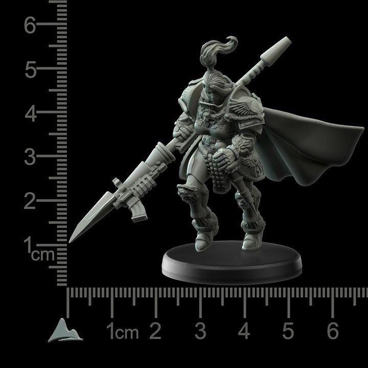 Modular Retconia Female Custodian Imperial Guard   - Romanus - Printerra Studios - Tabletop Wargaming Miniature for Grimdark | OPR | Sci-fi