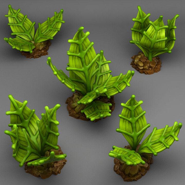 Alien Jungle Plants Wargaming Terrain Objectives | Fantastic Plants and Rocks | PathFinder | Mini | Dungeons and Dragons | Fantasy | RPG
