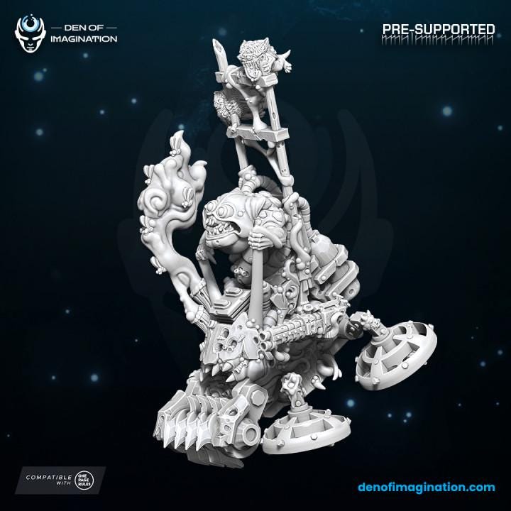 Chaos Lawnmower and Drone - Miniature - WildMesh - Tabletop Wargaming for Grimdark | Alternative  | OPR Sci-Fi mini