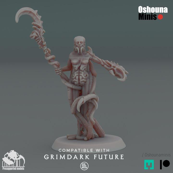 Priestess - Crab Cult  Oshounaminis - New April 25 - Tabletop wargaming miniature for Grimdark | OPR | Sci-fi | Alien Bug Proxy |