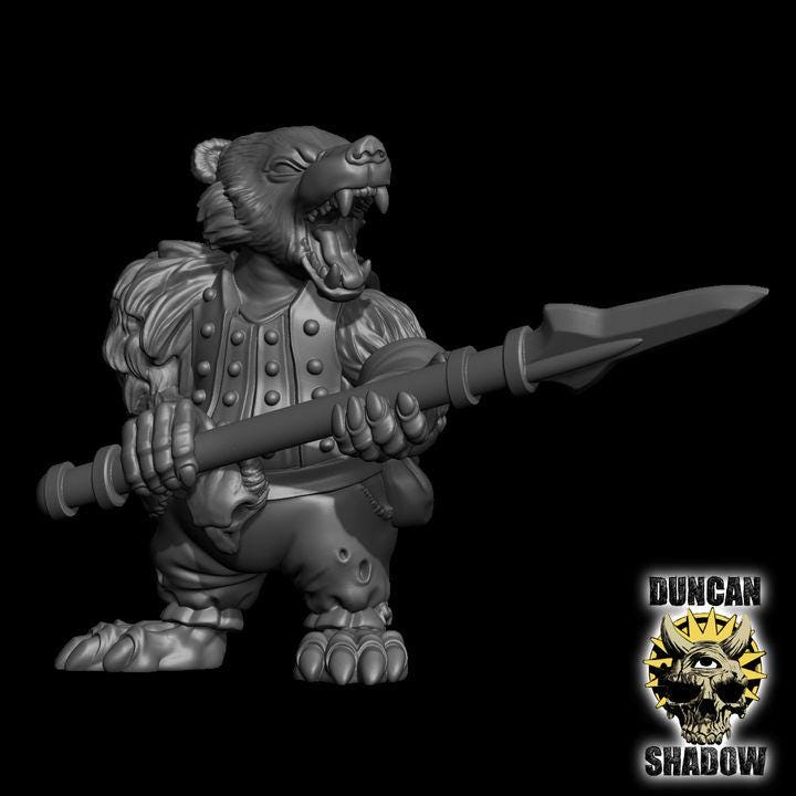 Badger Folk Rangers with Spears | Duncan Shadow | PathFinder | Mini | Tabletop Wargaming | Dungeons and Dragons | Resin | Fantasy | RPG