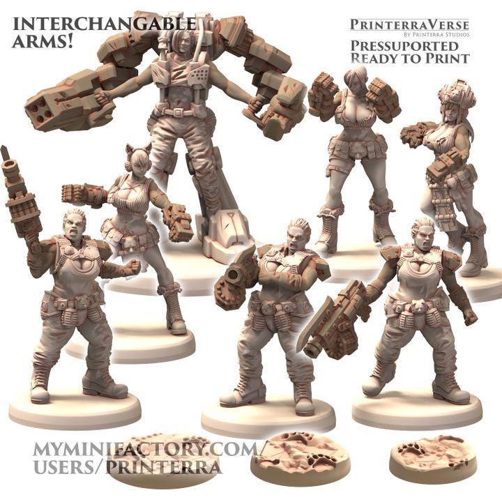 OGRESS Attackers Full Unit - Printerra Studios - Tabletop Wargaming Miniature for Grimdark OPR Sci-fi