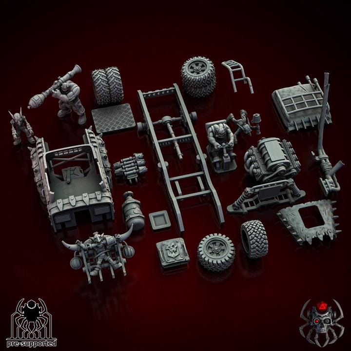 Orks Hot Truck  • 32mm Grimdark Ork Miniature Set for Sci-Fi Wargames & TTRPG | Eight Legs Miniatures mini