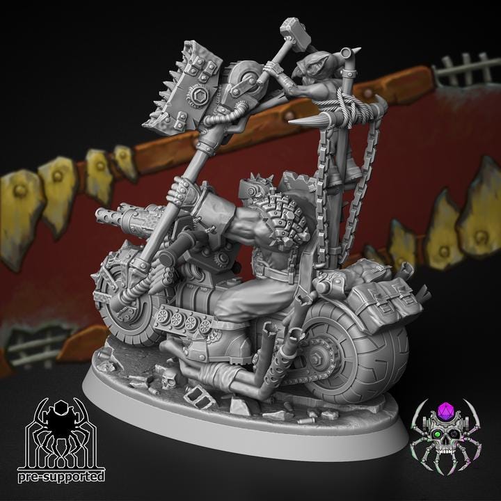 Wasteland Dust Bikers 32mm Grimdark Ork Miniature Set for Sci-Fi Wargames & TTRPG | Eight Legs Miniatures mini