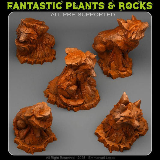 Mythic Rockwolves - Wargaming Terrain Objectives | Fantastic Plants and Rocks | PathFinder | Mini | Dungeons and Dragons | Fantasy | RPG
