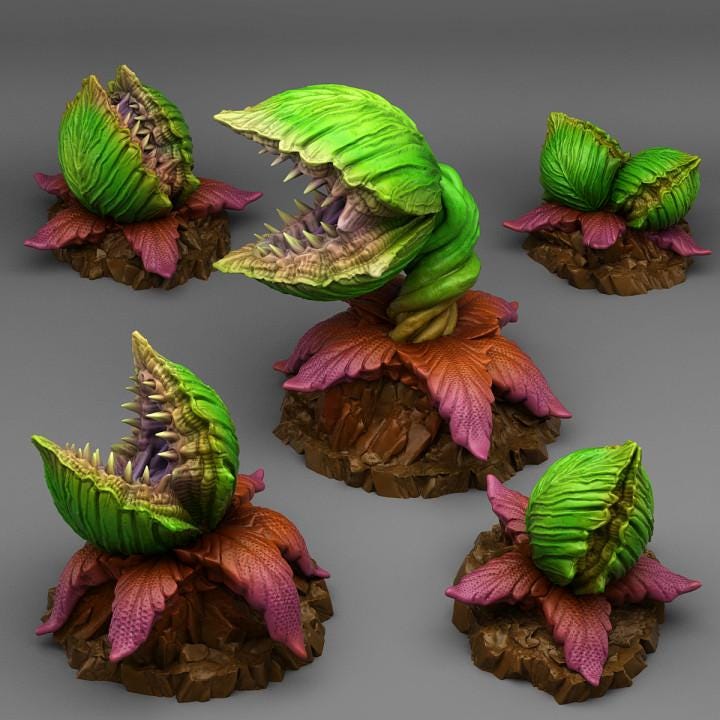 Carnivorous Alien Plants Wargaming Terrain Objectives | Fantastic Plants and Rocks | PathFinder | Mini | Dungeons and Dragons | Fantasy |
