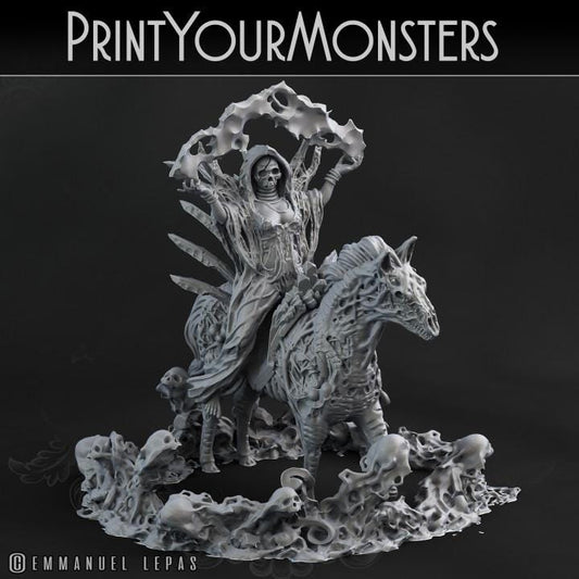 Necromancer and Undead horse miniature | Fantasy | Grimdark | DnD | resin mini Print your Monster