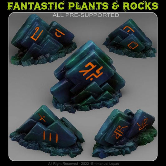 Magic Square Rocks Wargaming Terrain Objectives | Fantastic Plants and Rocks | PathFinder | Mini | Dungeons and Dragons | Fantasy | RPG