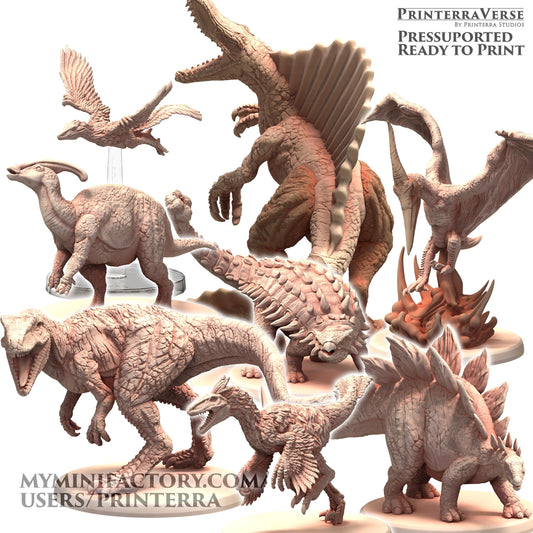 Dinosaur Pack Pteranodon Allosaurus Ankylosaurus and many more Printerra Studios - Tabletop Wargaming Miniature for Grimdark | OPR | Sci-fi