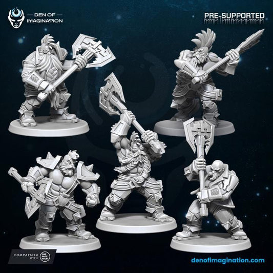 Space Dwarfs - Miniatures - ( 5 - 20 ) Brawlers With Axes - Wildmesh - Tabletop Wargaming for Grimdark | Alternative  | OPR