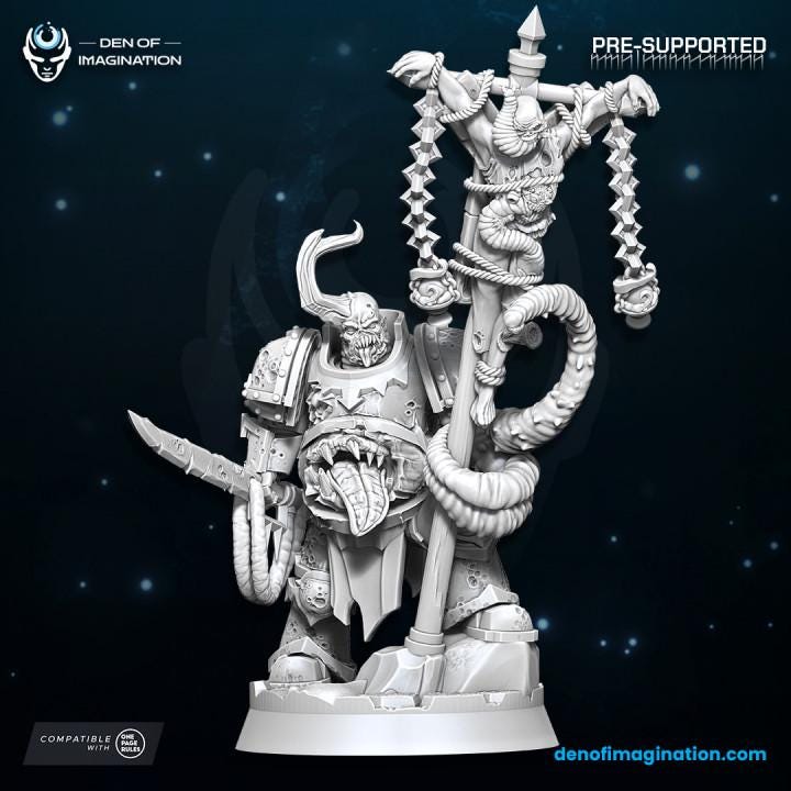 Chaos Plague Icon Bearer - Miniature - WildMesh - Tabletop Wargaming for Grimdark | Alternative  | OPR Sci-Fi mini