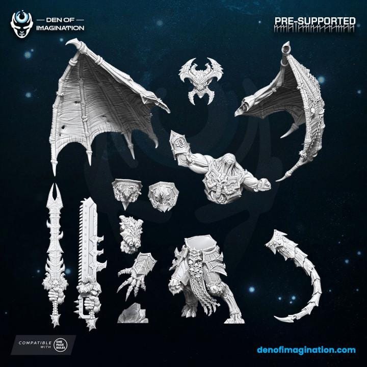 Chaos Gladiator Demon Lord 60mm Base - Grimdark Sci-Fi Fantasy Figure for Tabletop Wargaming & Collectibles, Wildmesh