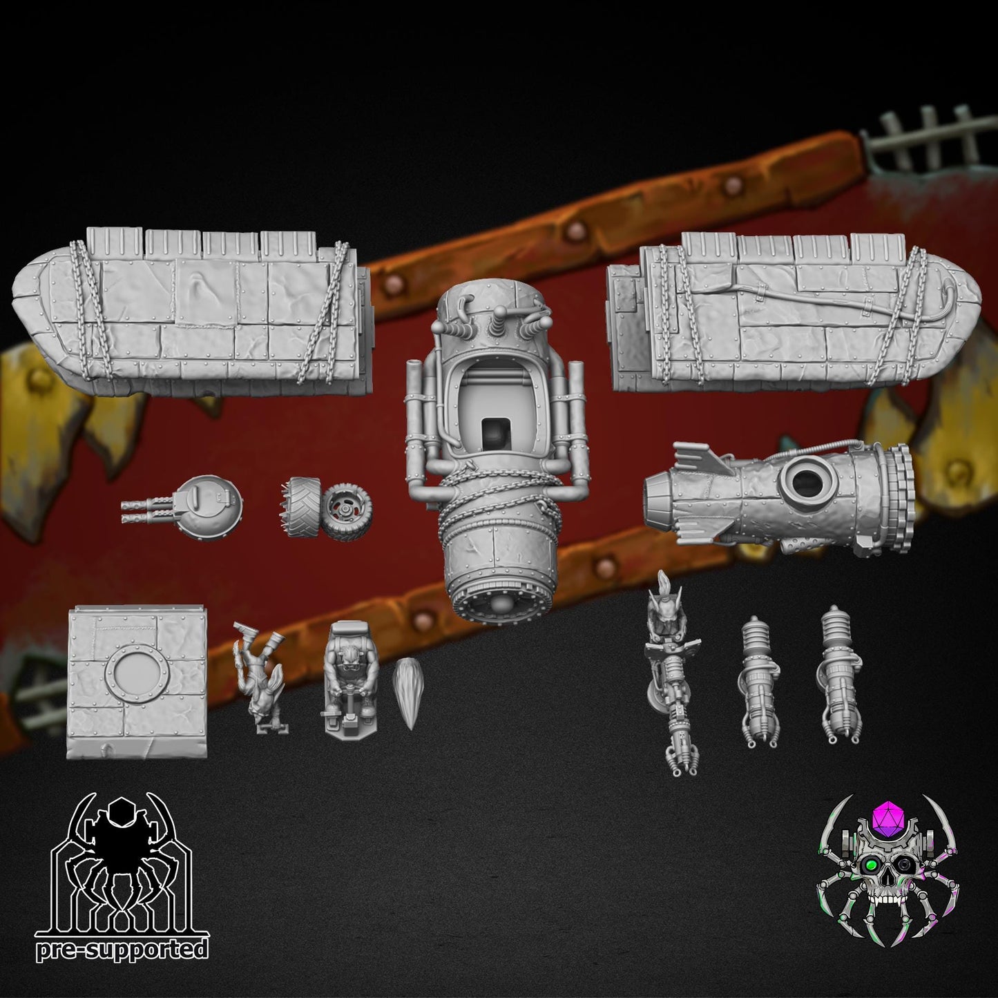 Ork BiBlasta  • 32mm Grimdark Ork Miniatures Set for Sci-Fi Wargames & TTRPG | Eight Legs Miniatures mini