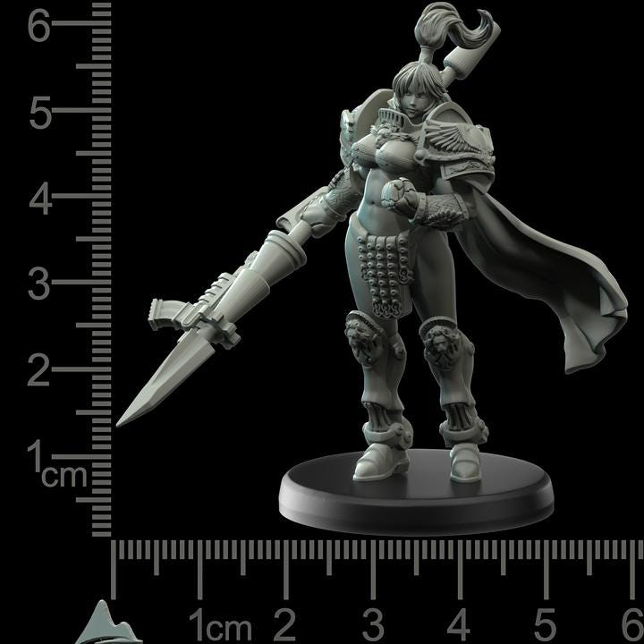 Modular Retconia Female Custodian Imperial Guard   - Romanus - Printerra Studios - Tabletop Wargaming Miniature for Grimdark | OPR | Sci-fi