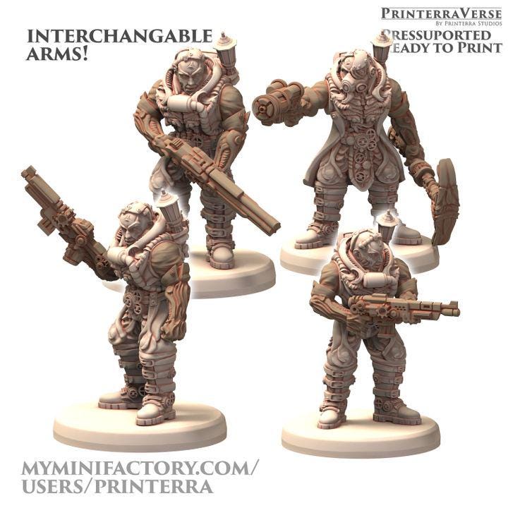 Neo Lab Guards ( 5 - 20 ) Genetist Fleshsculptor - Printerra Studios - Tabletop Wargaming Miniature for Grimdark | OPR | Sci-fi