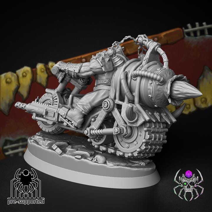 Wasteland Dust Bikers 32mm Grimdark Ork Miniature Set for Sci-Fi Wargames & TTRPG | Eight Legs Miniatures mini