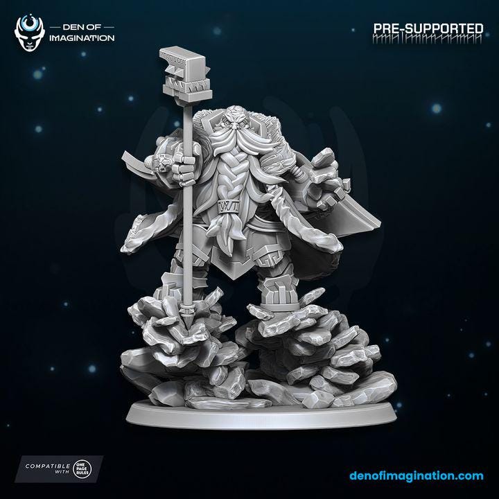 Space Dwarfs - Miniature - Avalanche Lord with Drones - Wildmesh - Tabletop Wargaming for Grimdark | Alternative | OPR Sci-Fi mini