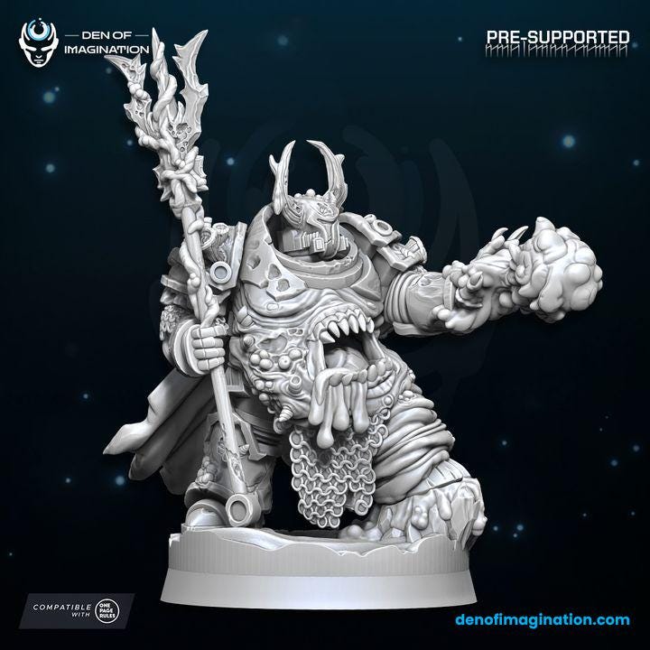 Chaos Plague Sorcerer Terminator  - Miniatures - Wildmesh - Tabletop Wargaming for Grimdark | Alternative  | OPR Sci-Fi mini