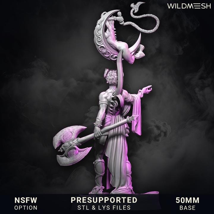 Chaos Demon Prince/Princess Duo! Chaos Demons - Succubus - Whipbound Duet  - NEW Wildmesh release June 5 Tabletop Wargaming for Grimdark OPR