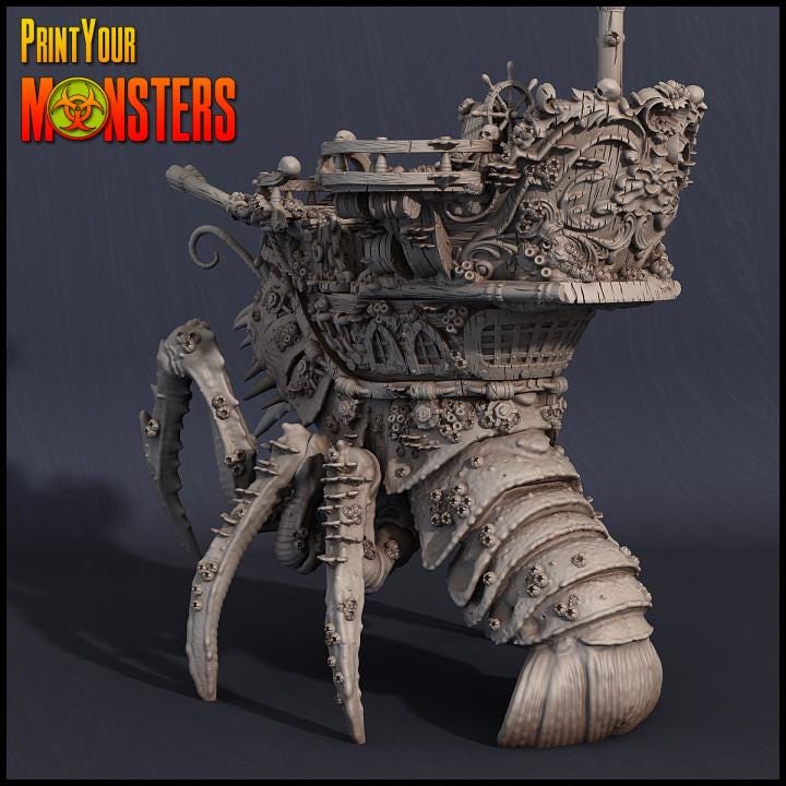 Shrimp Ship | Fantasy Miniature | Print your Monster | PathFinder | Mini | Tabletop Wargaming | Dungeons and Dragons | Resin | Fantasy | RPG