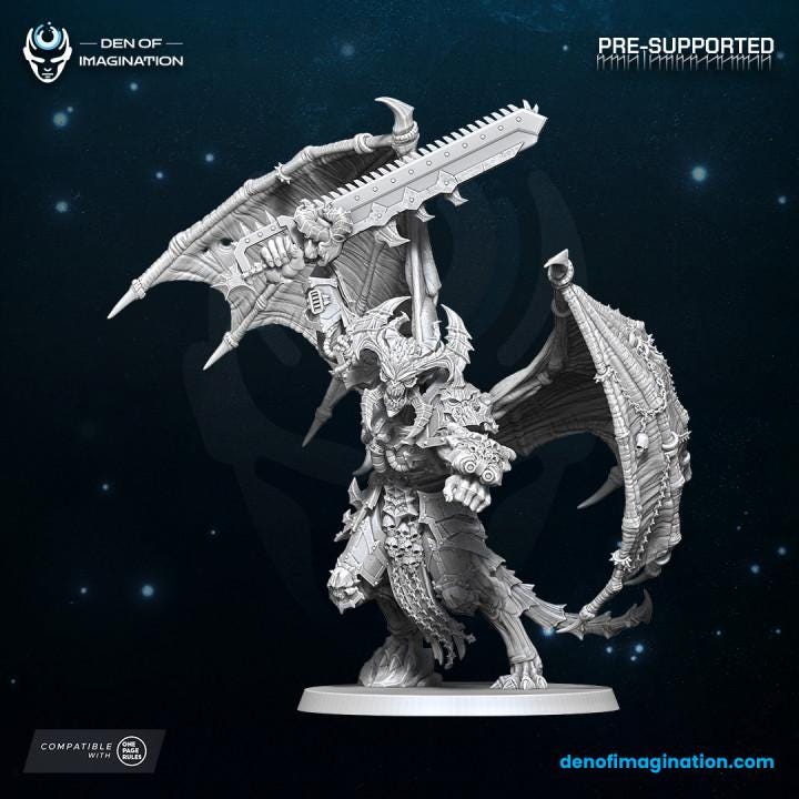 Chaos Gladiator Demon Lord 60mm Base - Grimdark Sci-Fi Fantasy Figure for Tabletop Wargaming & Collectibles, Wildmesh