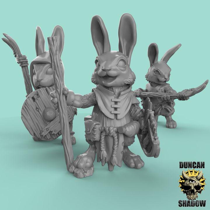 Rabbit Folk Farmers | Duncan Shadow | PathFinder | Mini | Tabletop Wargaming | Dungeons and Dragons | Resin | Fantasy | RPG
