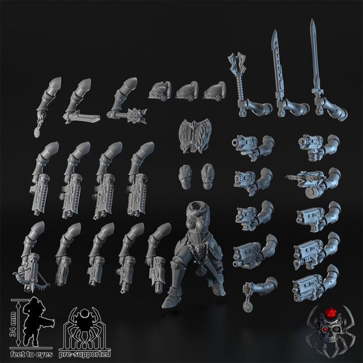 Widows of Retribution Battle Squad - Battle Sisters - for Sci-Fi Wargames & TTRPG | Eight Legs Miniatures mini