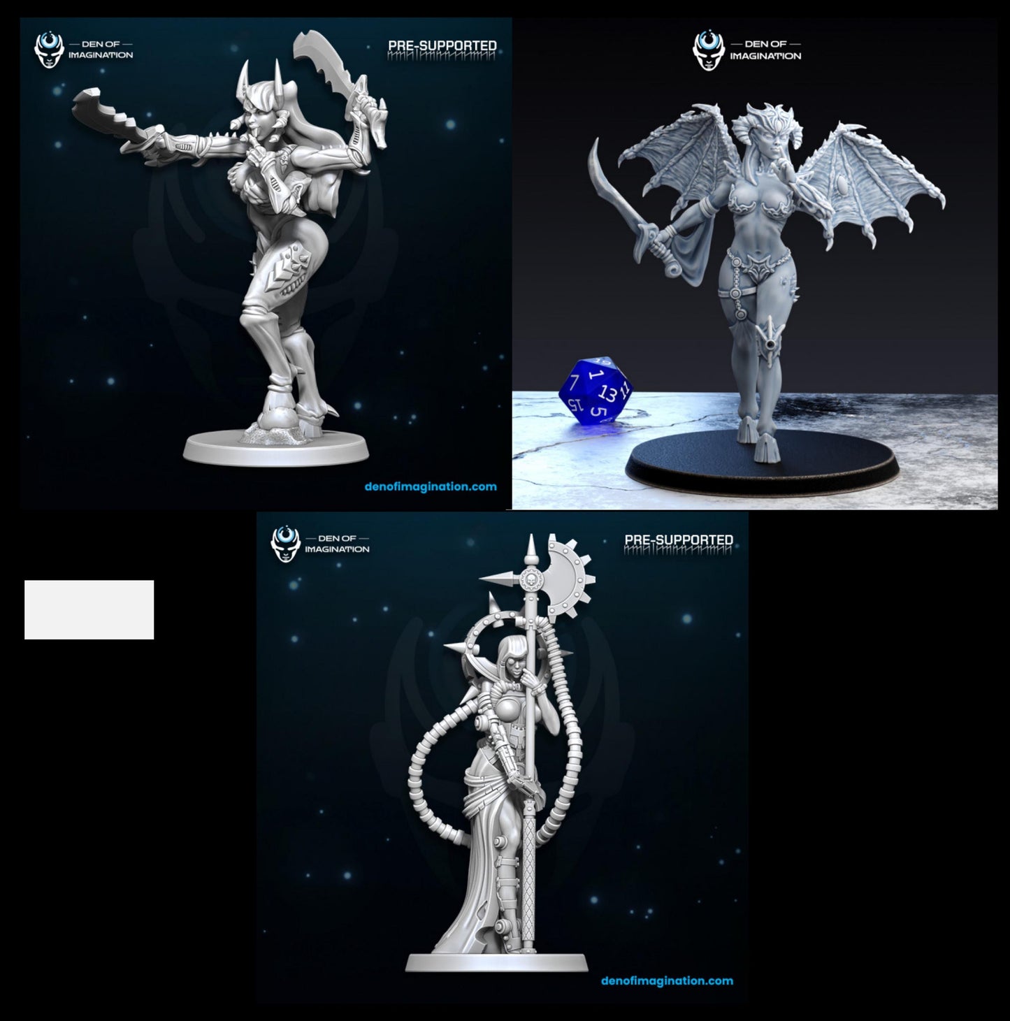 Chaos Demon Mechanicum Hive - Pinup Temptresses Trio - Miniatures - Wild Mesh - All profits go to charity minis for Grimdark | OPR | Sci-fi