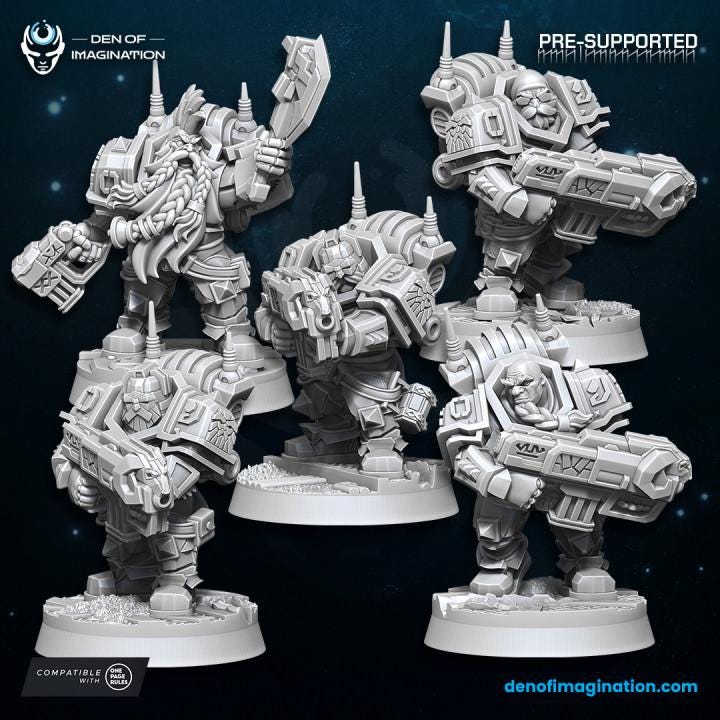 Space Dwarfs Miniatures - Kazaroth Empire Prospectors - Wildmesh - Tabletop Wargaming for Grimdark | Alternative | OPR Sci-Fi mini
