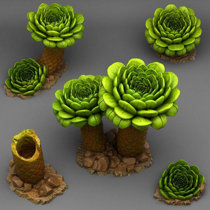 Island Flowers Wargaming Terrain Objectives | Fantastic Plants and Rocks | PathFinder | Mini | Dungeons and Dragons | Fantasy | RPG