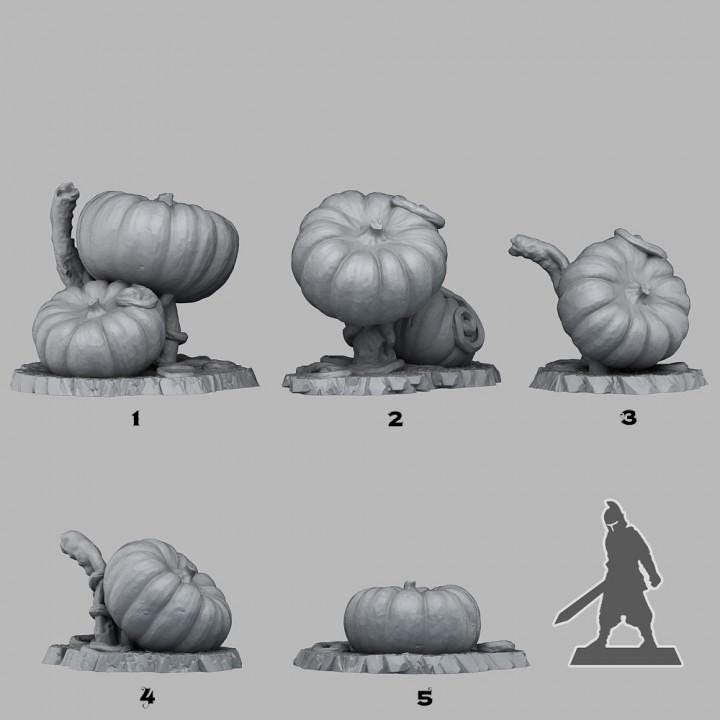 Giant Pumpkins Wargaming Terrain Objectives | Fantastic Plants and Rocks | PathFinder | Mini | Dungeons and Dragons | Fantasy | RPG