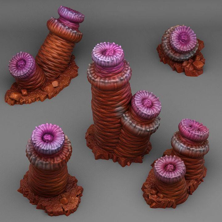 Monstrous Worm Plants Wargaming Terrain Objectives | Fantastic Plants and Rocks | PathFinder | Mini | Dungeons and Dragons | Fantasy | RPG