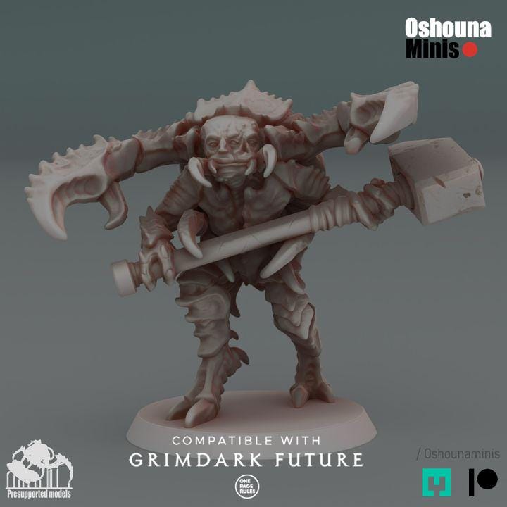 Crab Cult Hardshell Infected - Oshounaminis - July 25 New Release Tabletop wargaming miniature for Grimdark | OPR | Sci-fi | Alien Bug Proxy