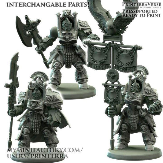 Golden Guard Termiatus Battle Suit - Romanus - Printerra Studios - Tabletop Wargaming Miniature for Grimdark | OPR | Sci-fi