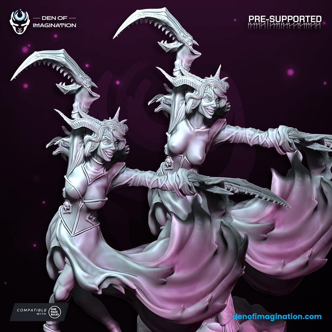 Chaos Demon - Battle Dancer succubus of Excess - Miniature - NEW WildMesh release March 25 Tabletop Wargaming for Grimdark | OPR