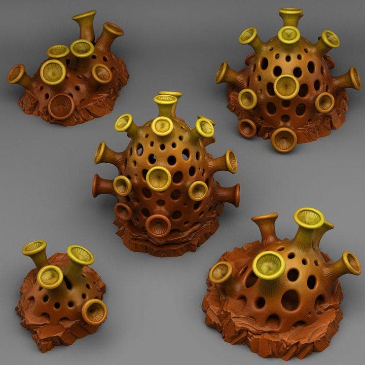 Alien Mushrooms Wargaming Terrain Objectives | Fantastic Plants and Rocks | PathFinder | Mini | Dungeons and Dragons | Fantasy | RPG