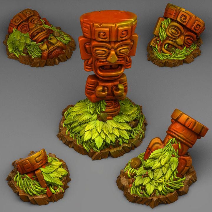Cursed Jungle Totems Wargaming Scatter Terrain Objectives | Fantastic Plants and Rocks | PathFinder | Mini | Dungeons and Dragons | Fantasy