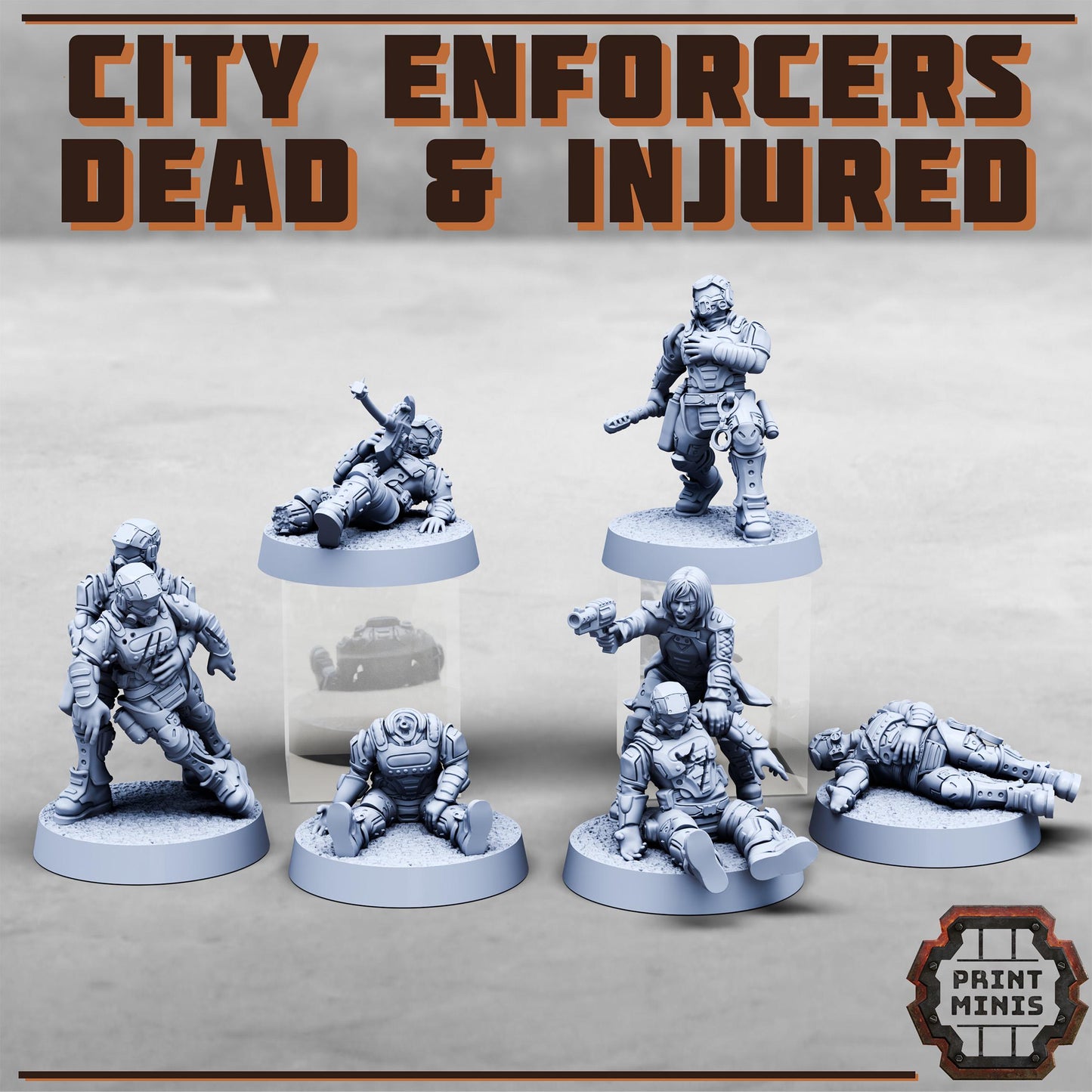 City Watch Enforcers - Dead and Injured Kit - Print Minis - Tabletop Wargaming Miniature for Grimdark | OPR | Sci-fi