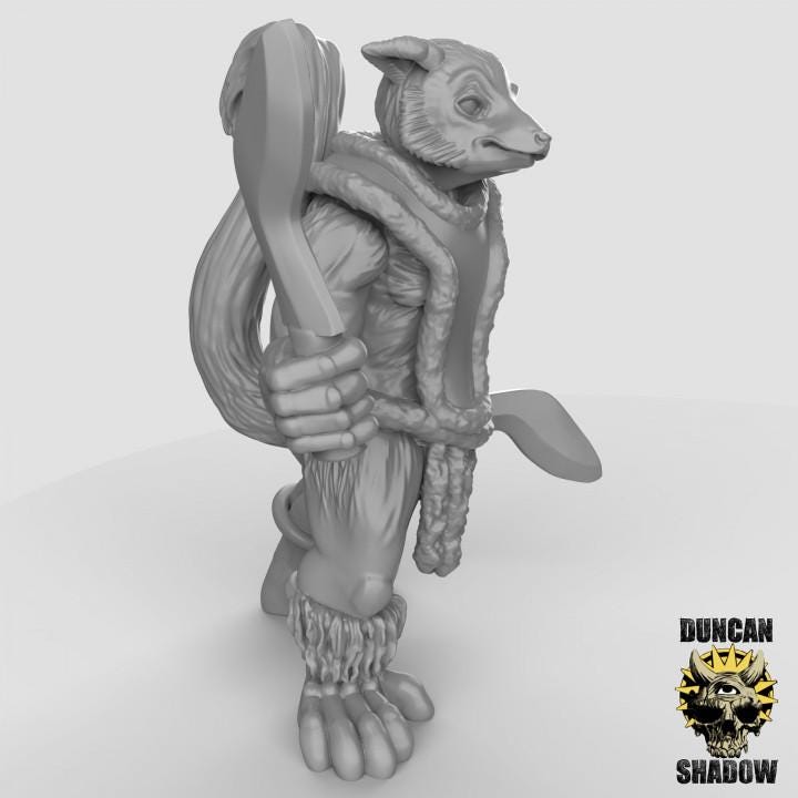 Lemur Folk with Kukri | Duncan Shadow | PathFinder | Mini | Tabletop Wargaming | Dungeons and Dragons | Resin | Fantasy | RPG