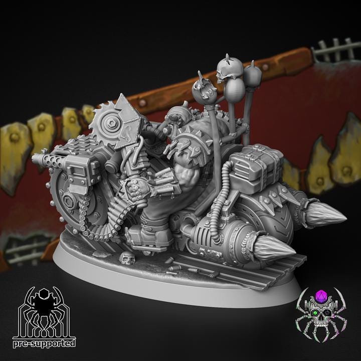Wasteland Dust Bikers 32mm Grimdark Ork Miniature Set for Sci-Fi Wargames & TTRPG | Eight Legs Miniatures mini