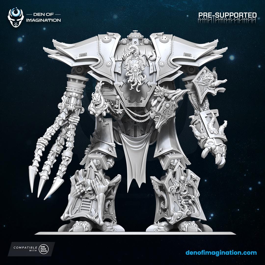 Chaos Titan Infernal Mech Knight - Miniatures - Chaos - Wildmesh - Tabletop Wargaming for Grimdark | Alternative | OPR Sci-Fi mini