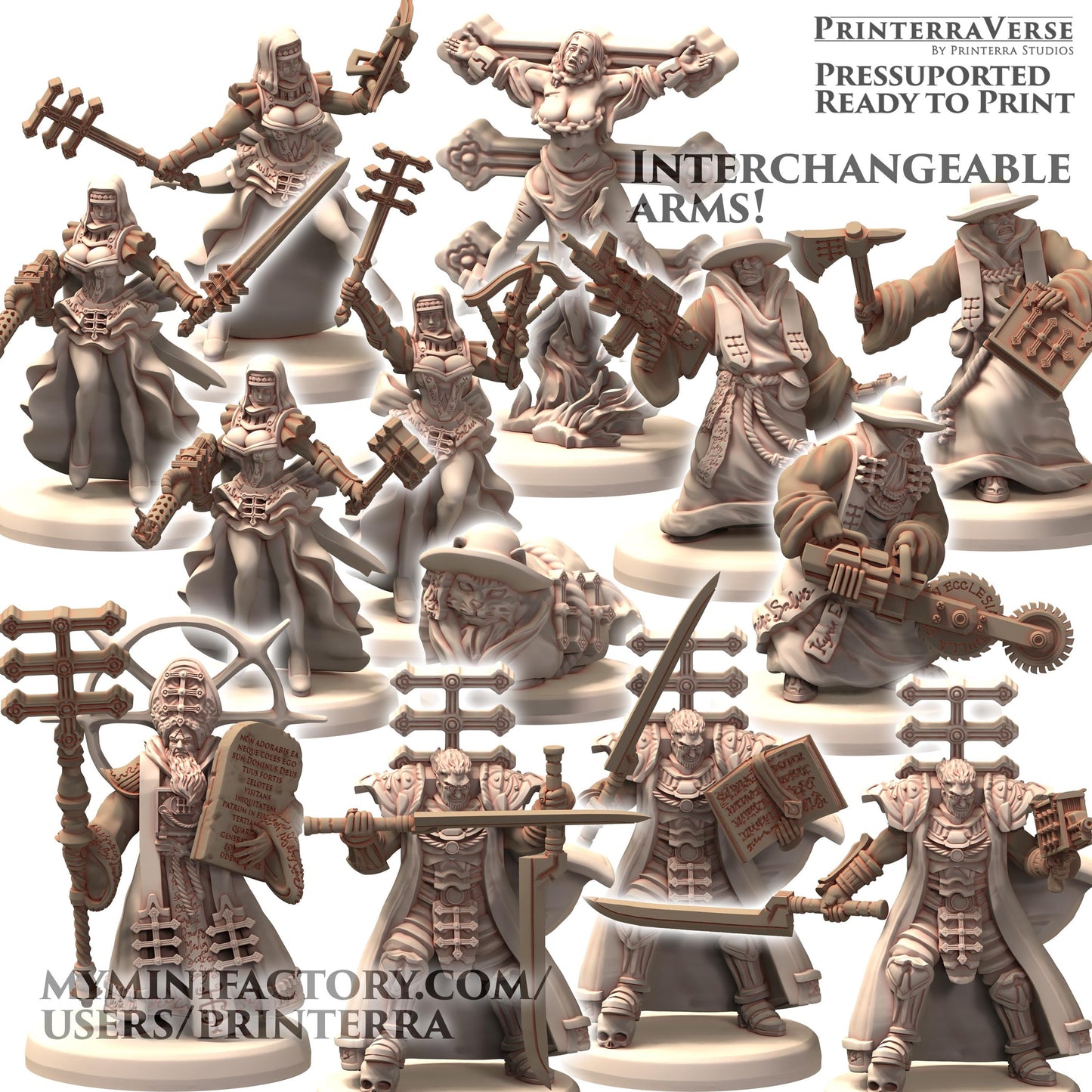 BELTHAZARK Zealots of Belthazark Fanatics Nuns Chainsaw Inquisition - Printerra - Tabletop Wargaming Miniature for Grimdark OPR Sci-fi
