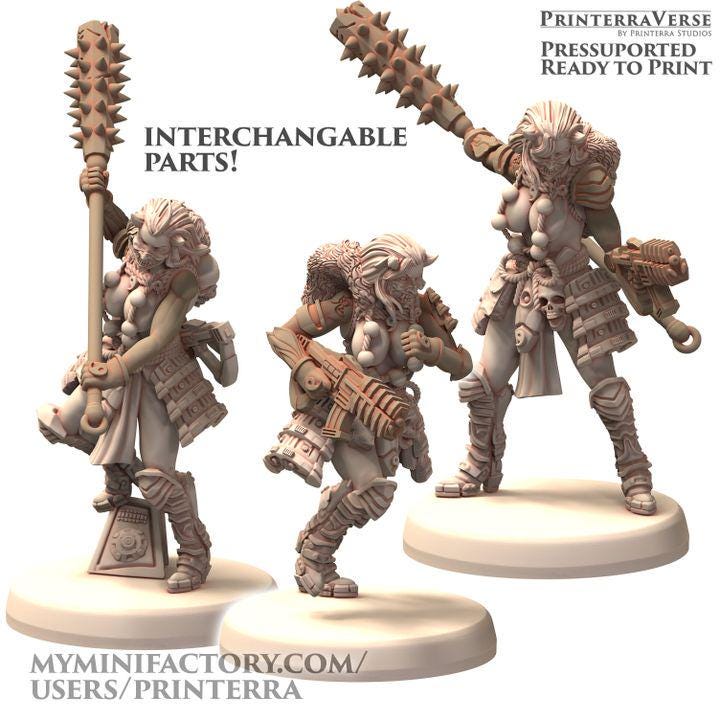 CyberOnis Space Oni Female Samurai Scifi Infinite TechnoPunk - Printerra Studios - Tabletop Wargaming Miniature for Grimdark | OPR | Sci-fi